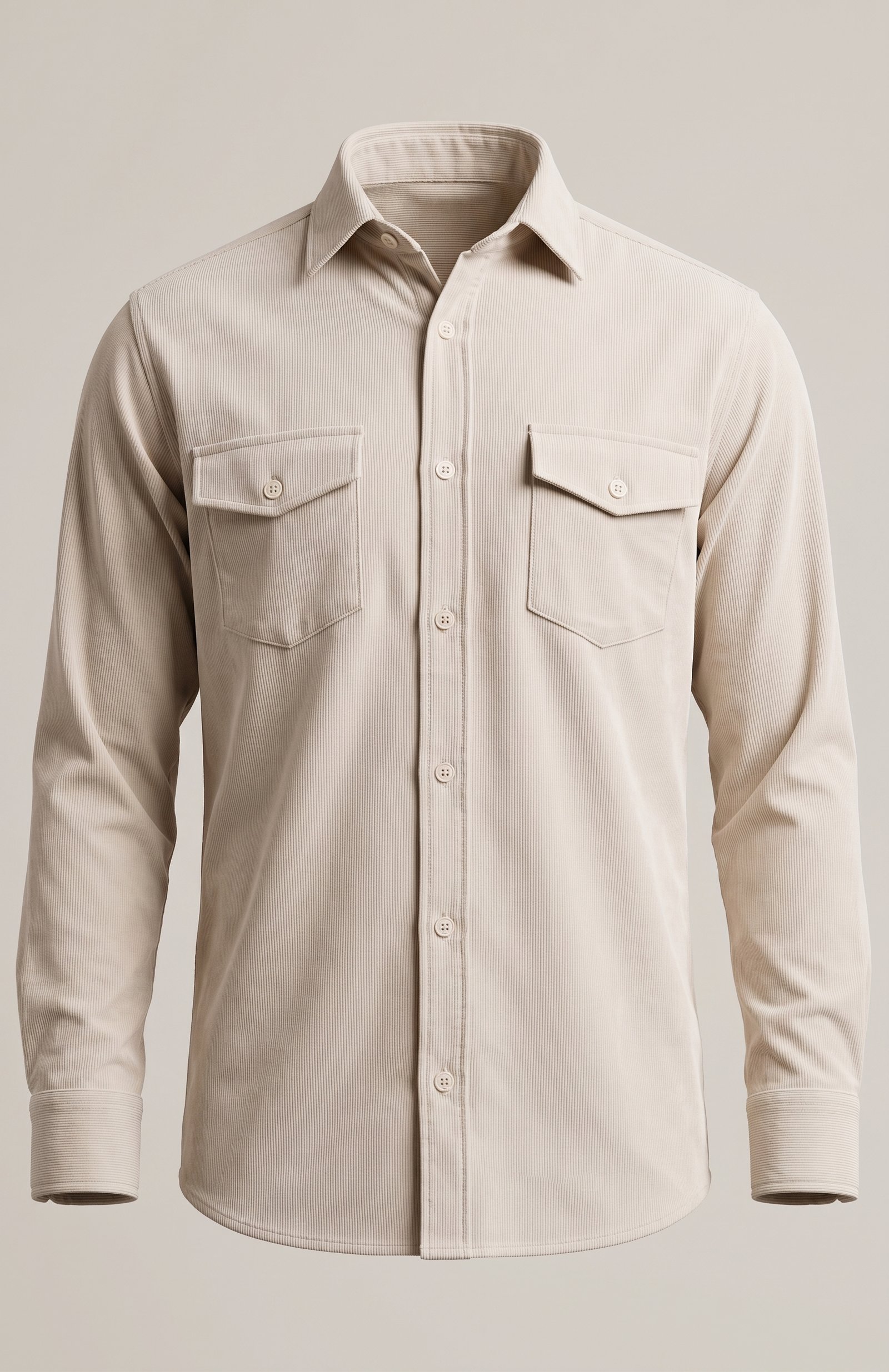 Altura Turco Bej Premium Çift Cepli Kadife Gömlek - Rahat Slim Fit