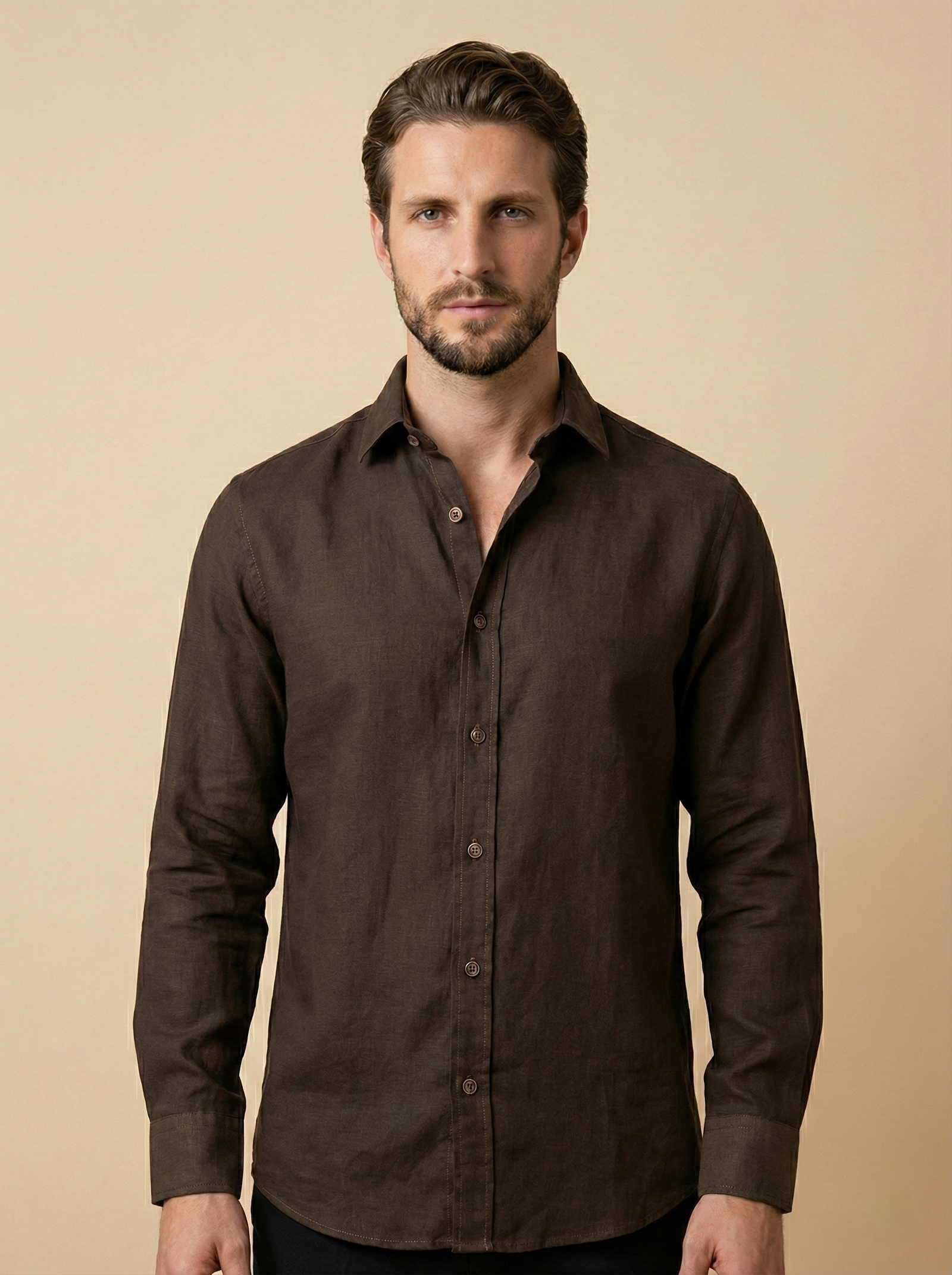 Altura Turco Kahve Premium Pamuklu Gömlek - Slim Fit